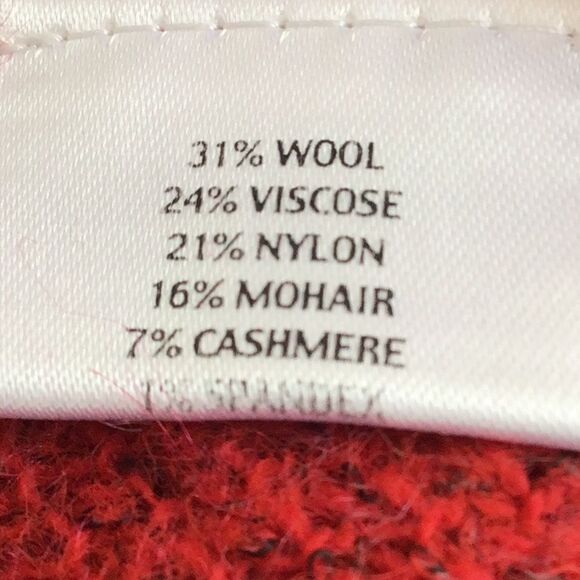 Eileen Fisher Red Mohair Cashmere Wool Blend Open Front Cardigan Sweater - Picture 14 of 15